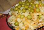 Solata z zeljem in grahom - korak za korakom recepti za kuhanje z maslom ali majonezo Zeljna solata z grahom recept